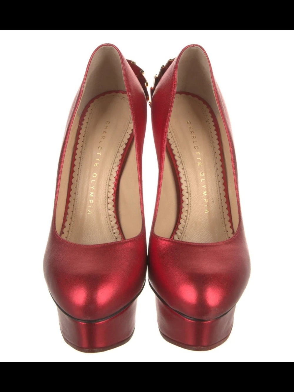 Charlotte Olympia Metallic Red Platform Pumps